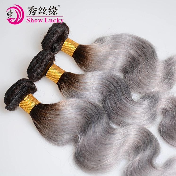 New Arrival Grade 8A Ombre 1b/Grey Indian Virgin Hair Body Wave Cheap Human Hair Bundles in Stock